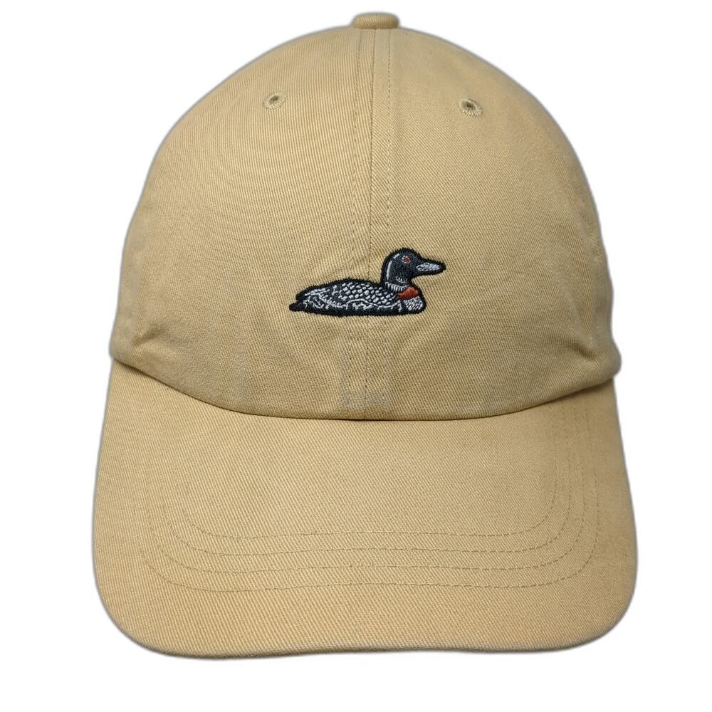 Roots Baseball Cap Beige One Size Embroidered Loon Bird Cotton Slideback Hat